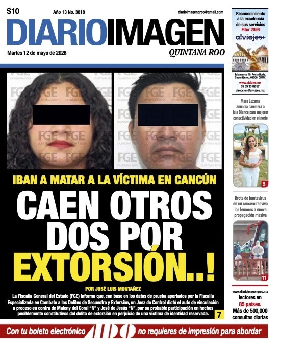 Portada de Diario Imagen Quintana Roo del martes, 12 de mayo de 2026