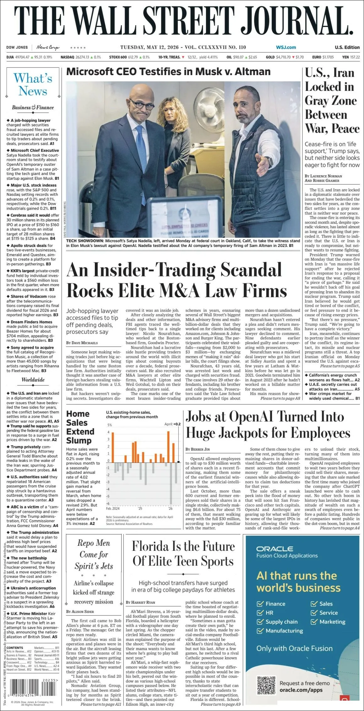 Portada de The Wall Street Journal