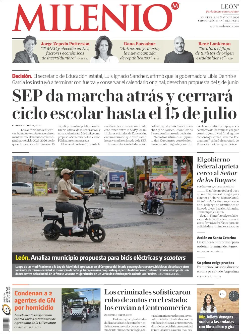 Portada de Milenio Leon del martes, 12 de mayo de 2026