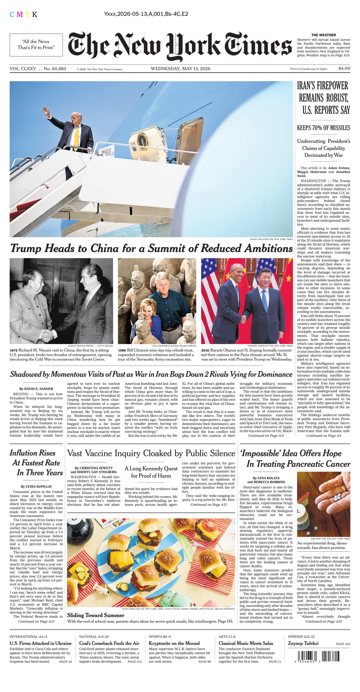 Portada de The New York Times (national) del miércoles, 13 de mayo de 2026