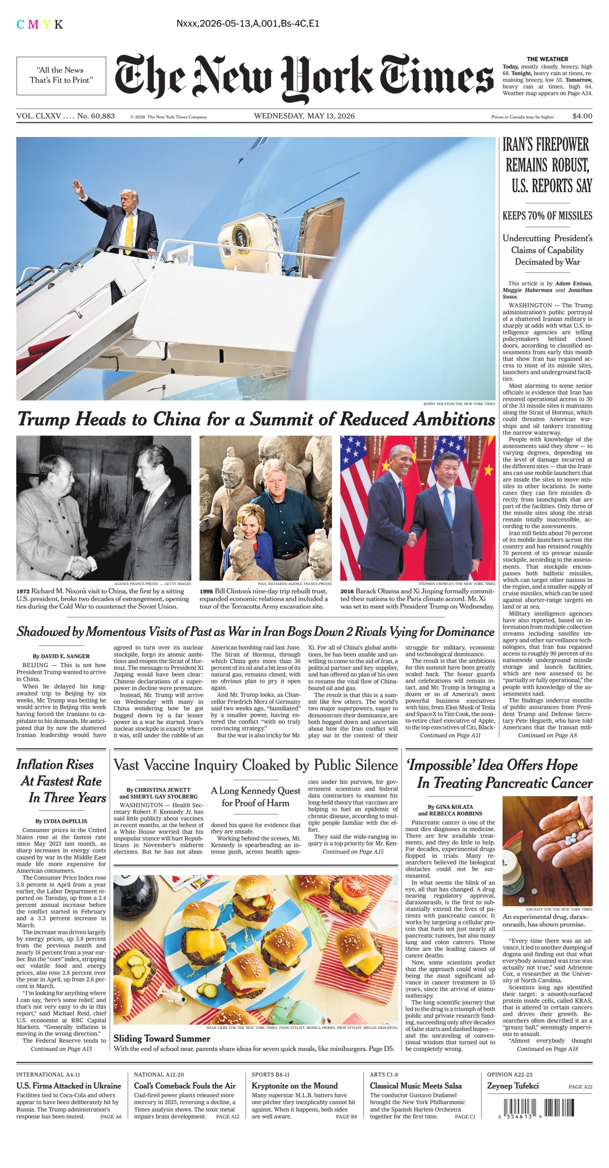 Portada de The New York Times (new York) del miércoles, 13 de mayo de 2026