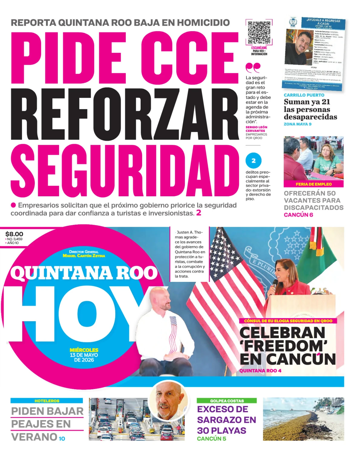 Portada de Quintana Roo Hoy (portada)
