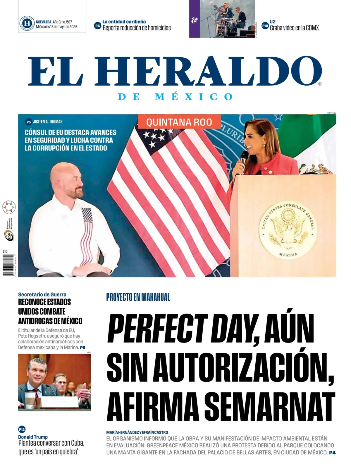 Portada de El Heraldo de Mexico - Quintana Roo