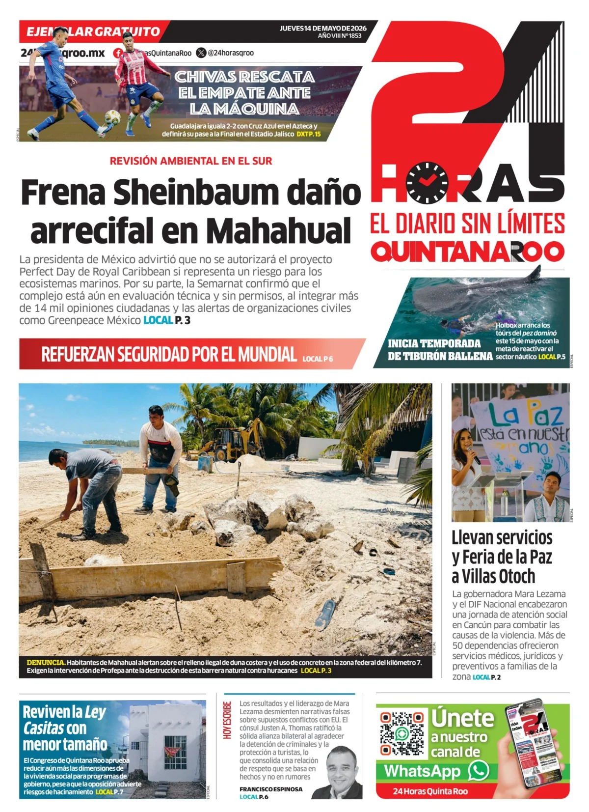 Portada de 24 Horas Quintana Roo