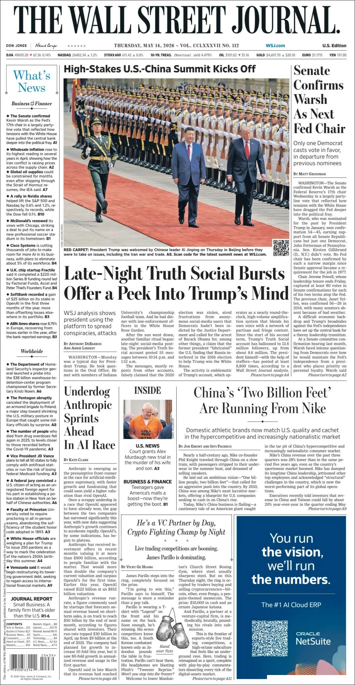 Portada de The Wall Street Journal