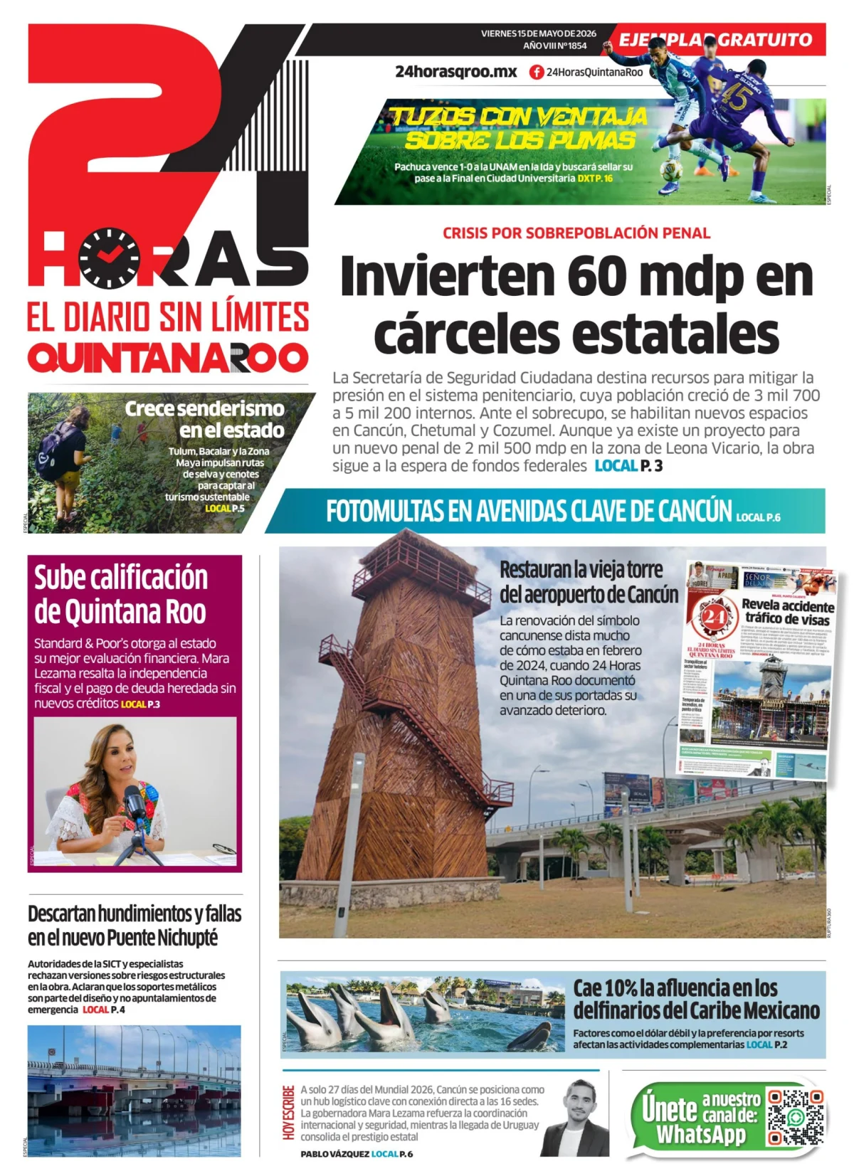Portada de 24 Horas Quintana Roo