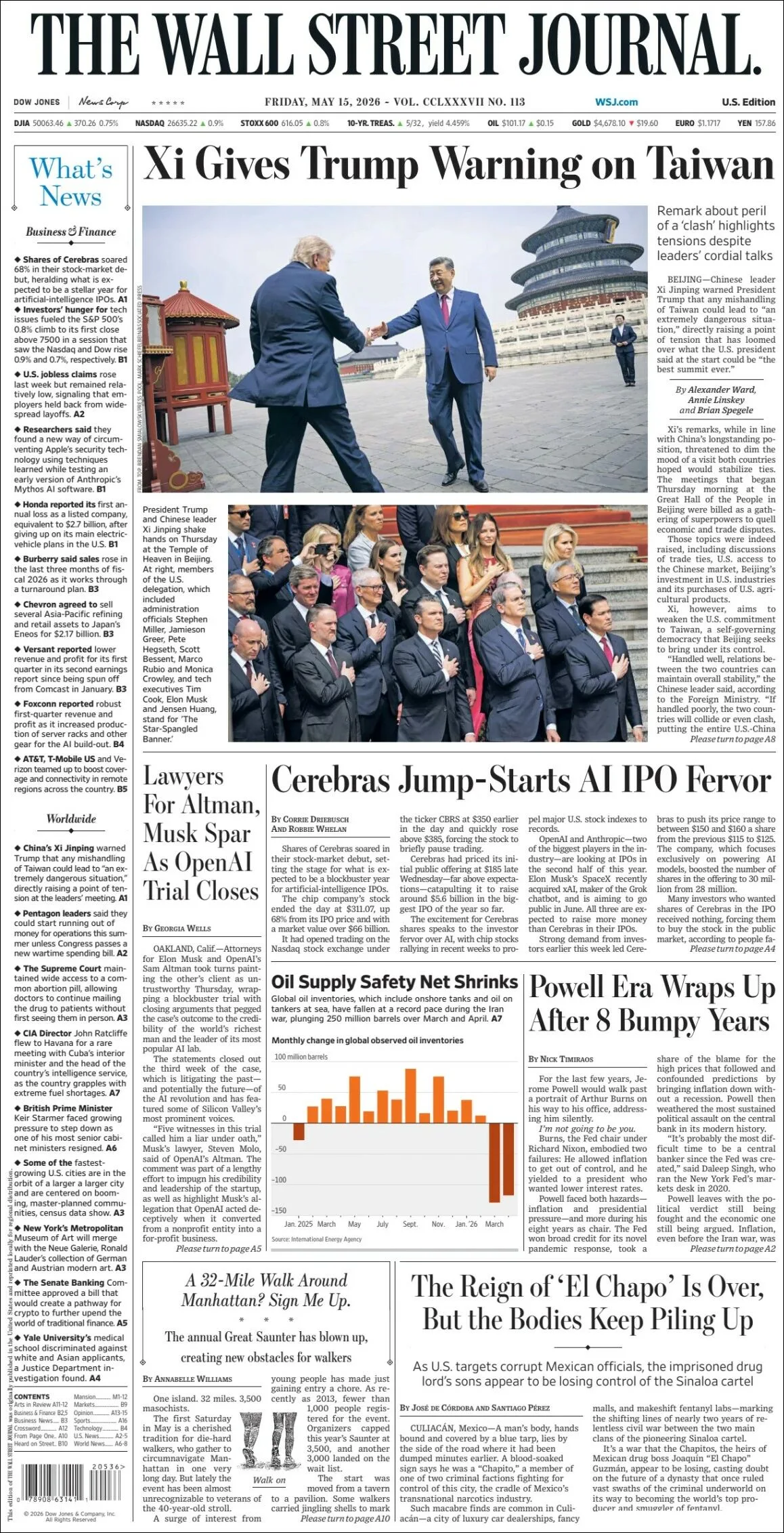 Portada de The Wall Street Journal
