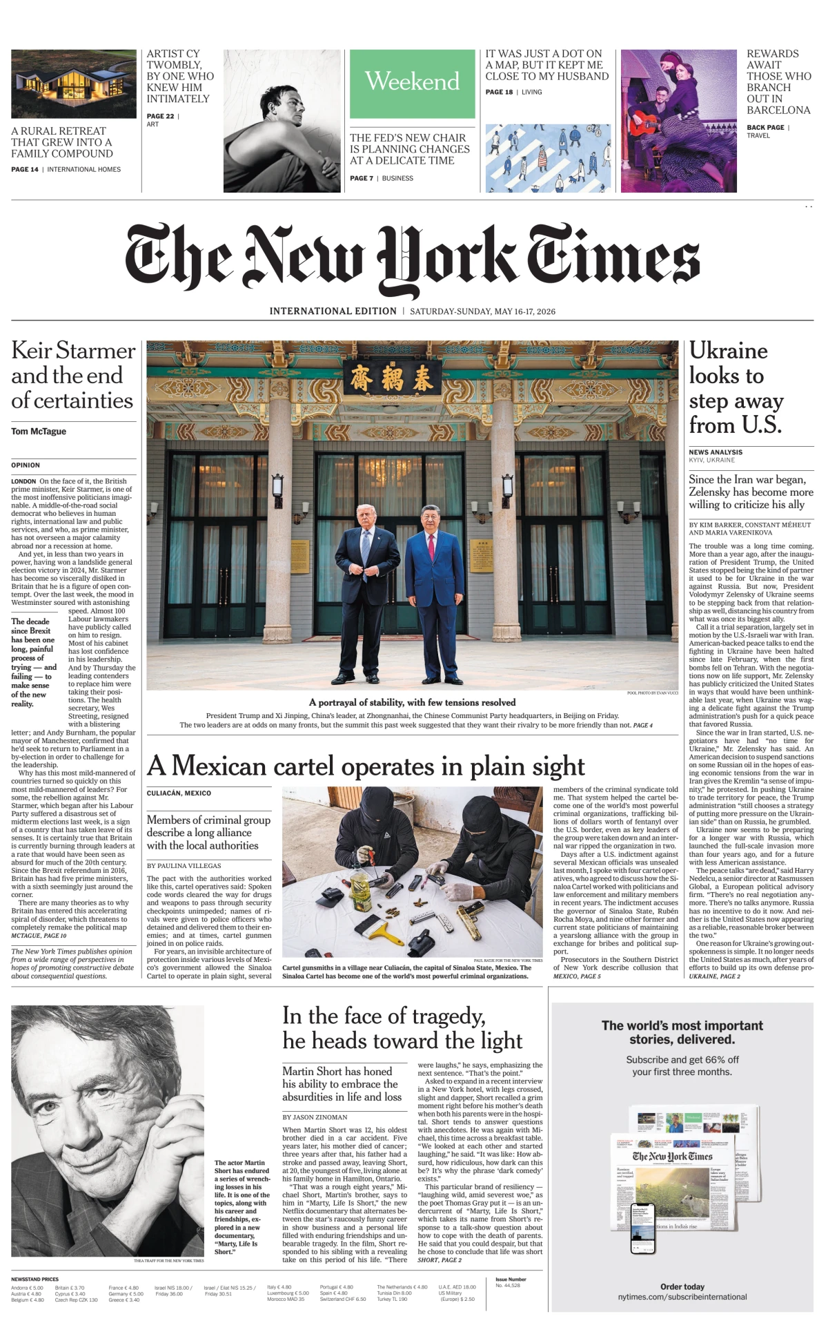 Portada de The New York Times (international)