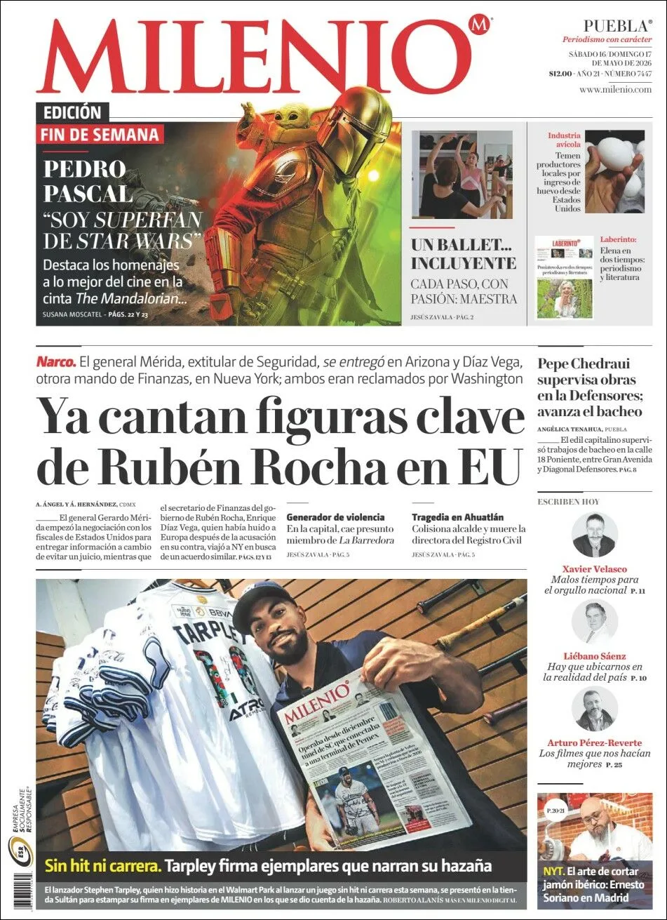 Portada de Milenio Puebla del sábado, 16 de mayo de 2026
