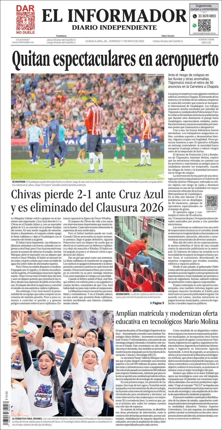 Portada de El Informador