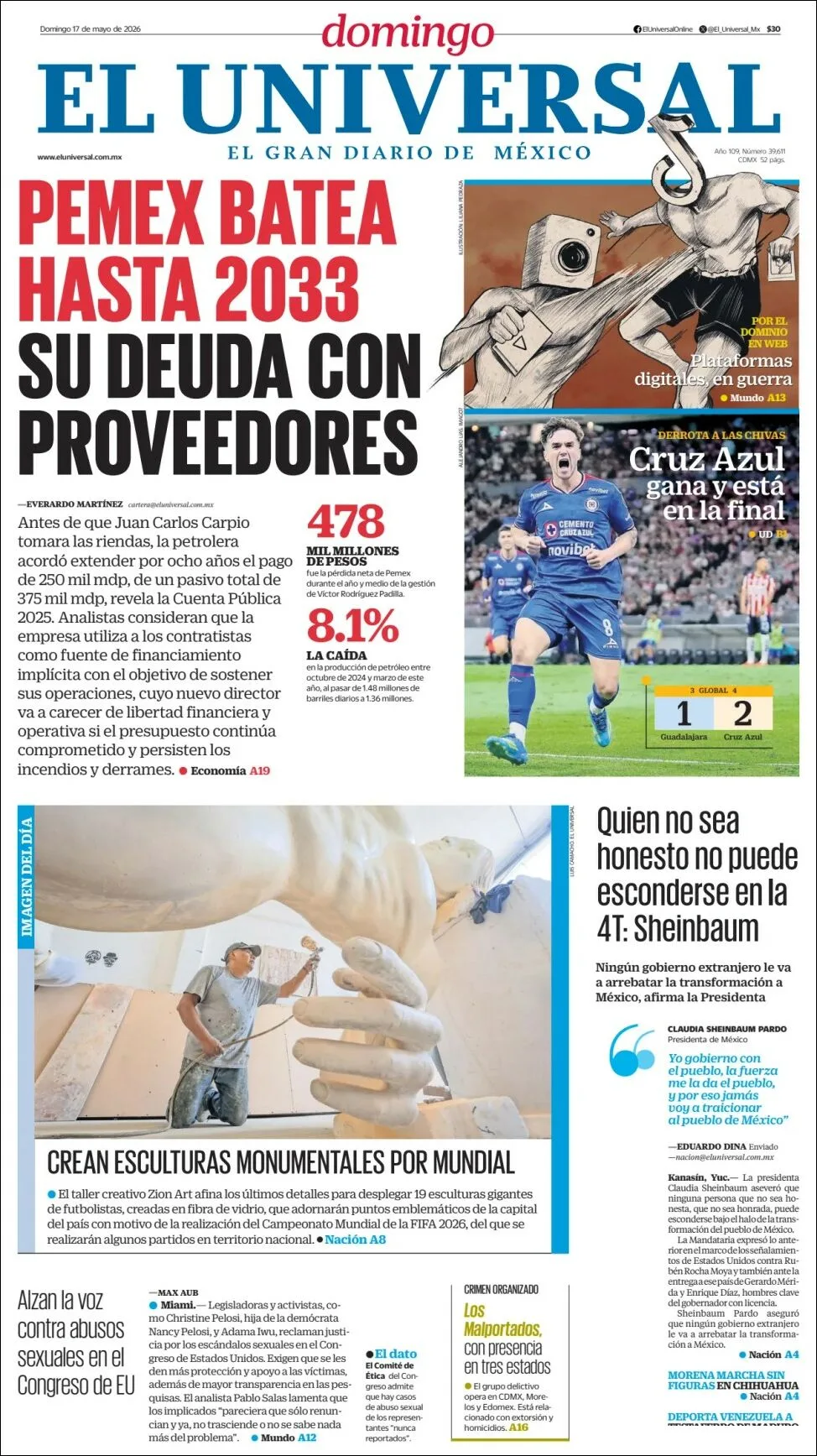 Portada de El Universal