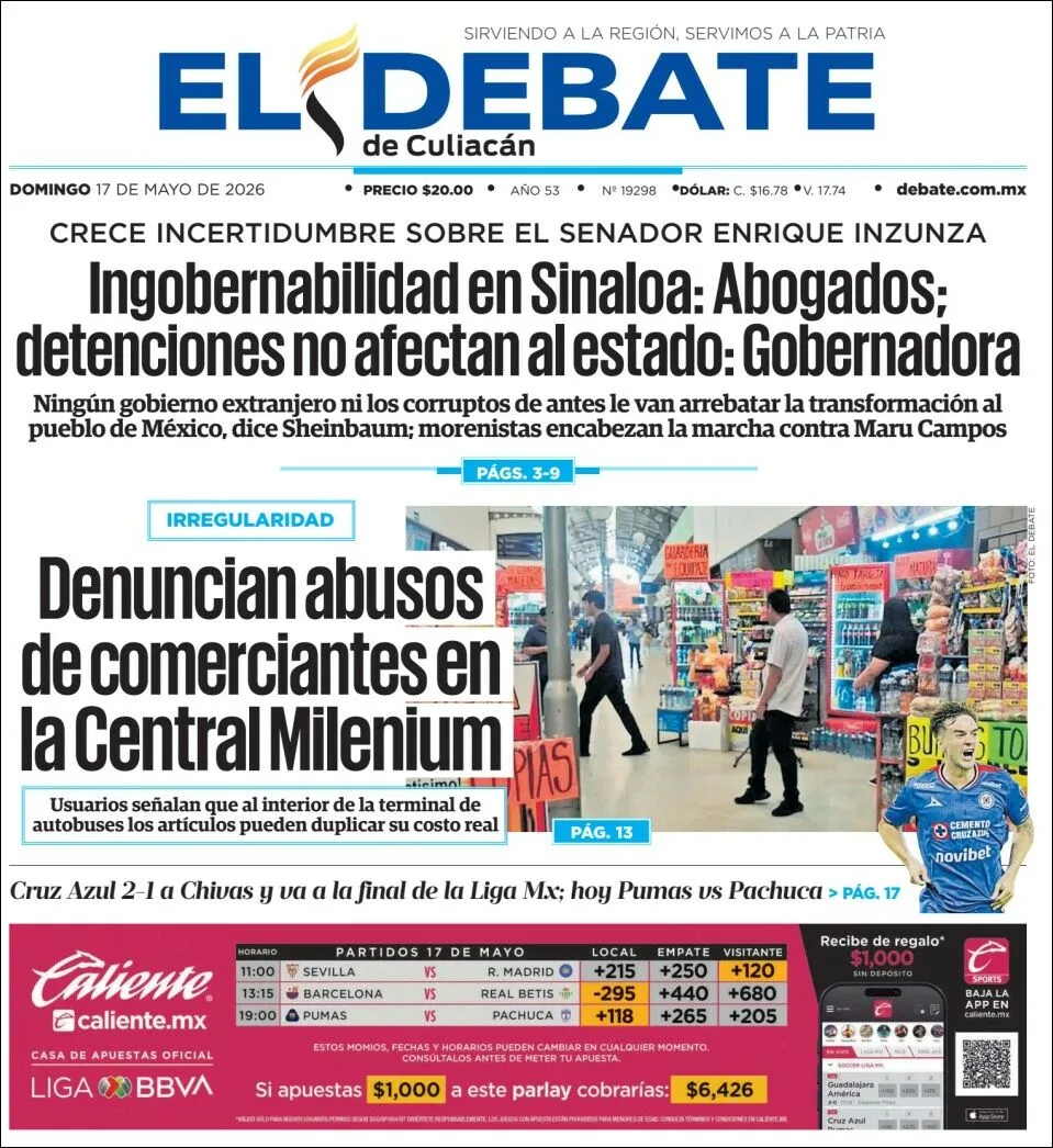 Portada de El Debate de Culiacan
