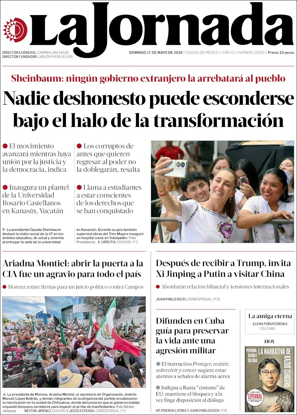 Portada de La Jornada