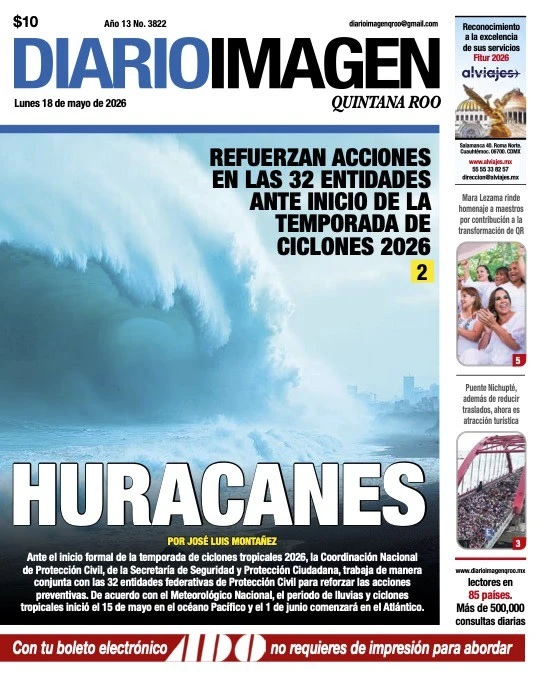 Portada de Diario Imagen Quintana Roo del lunes, 18 de mayo de 2026