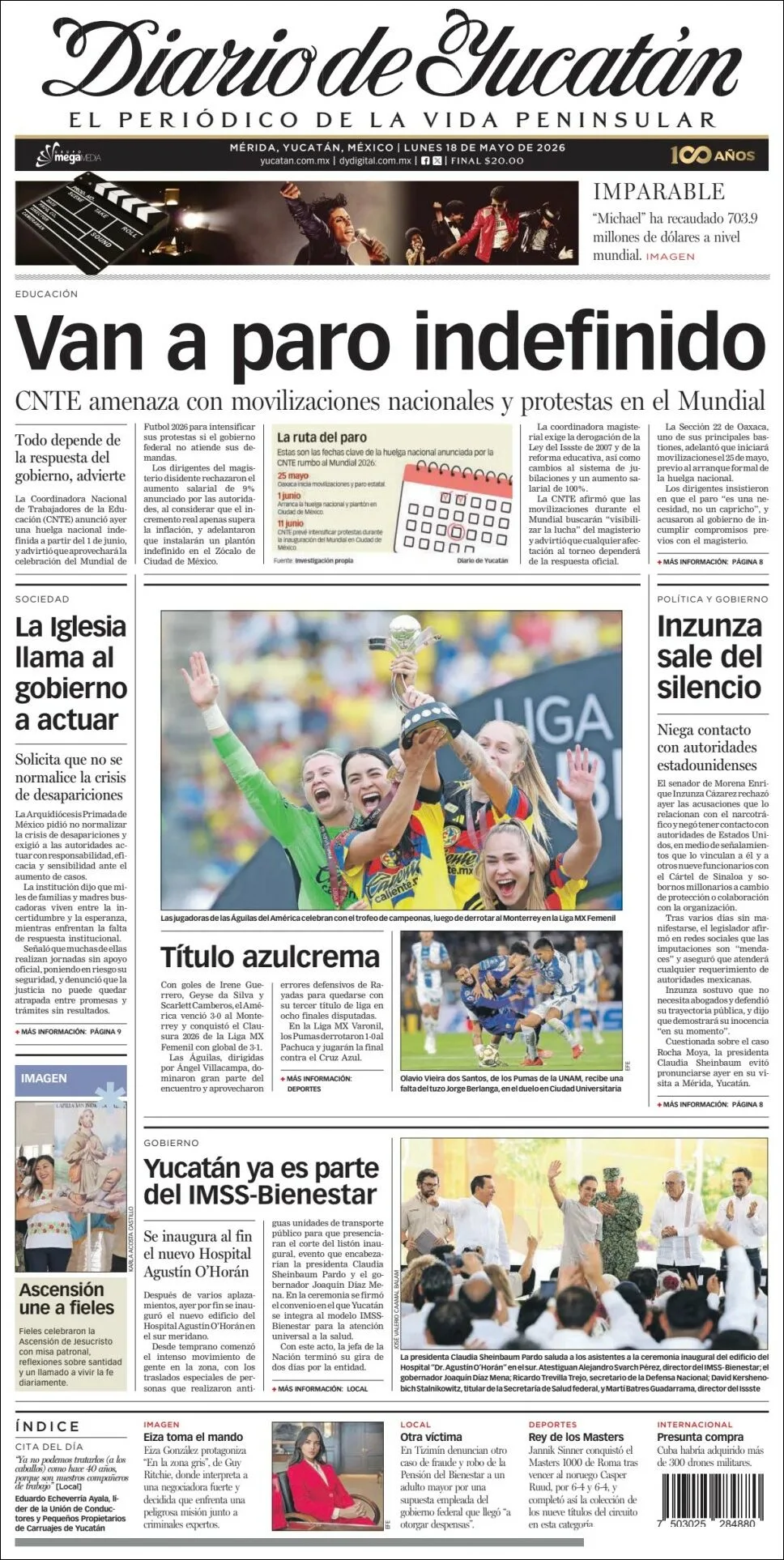Portada de Diario de Yucatán
