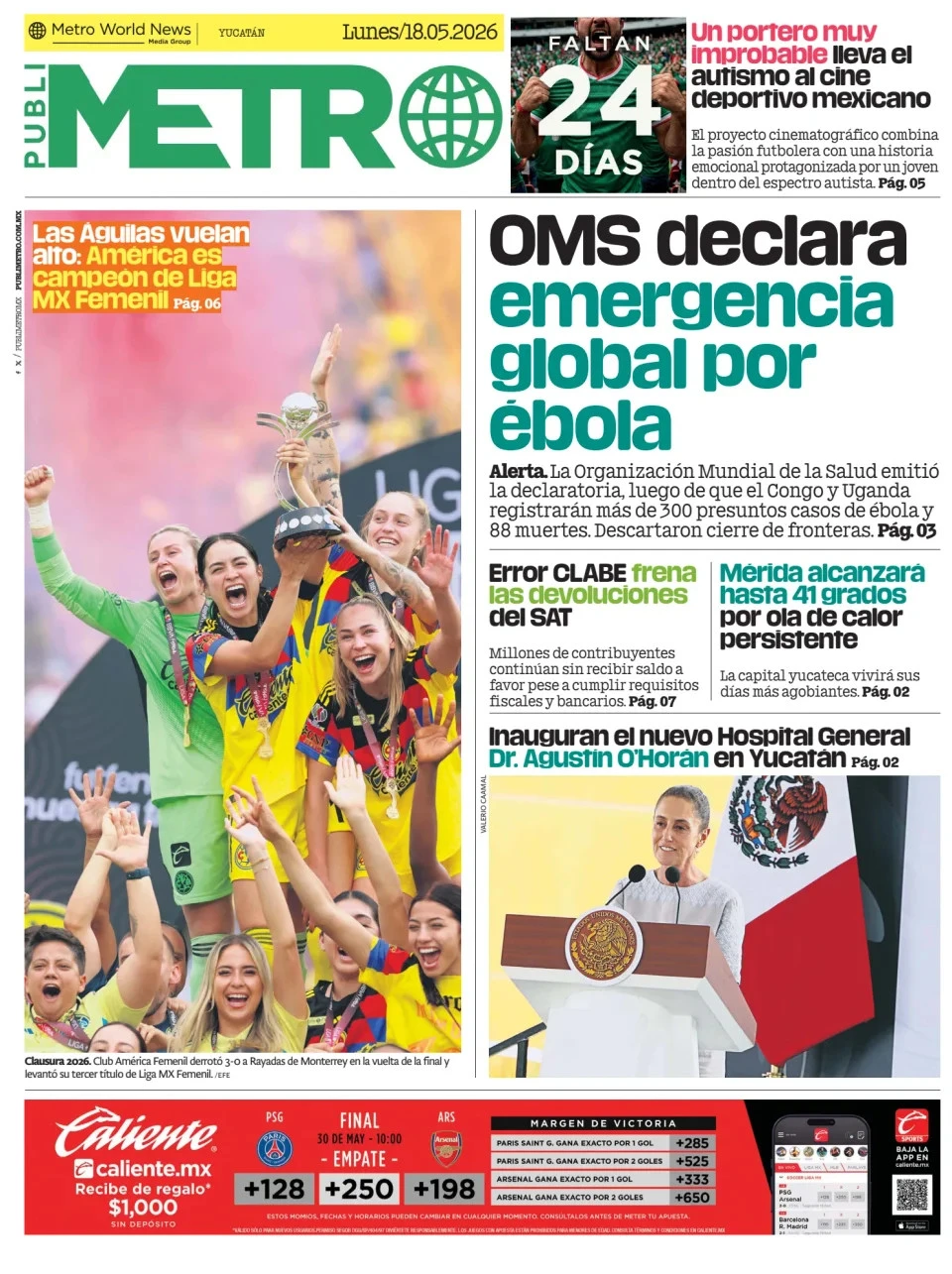 Portada de Publimetro Merida del lunes, 18 de mayo de 2026