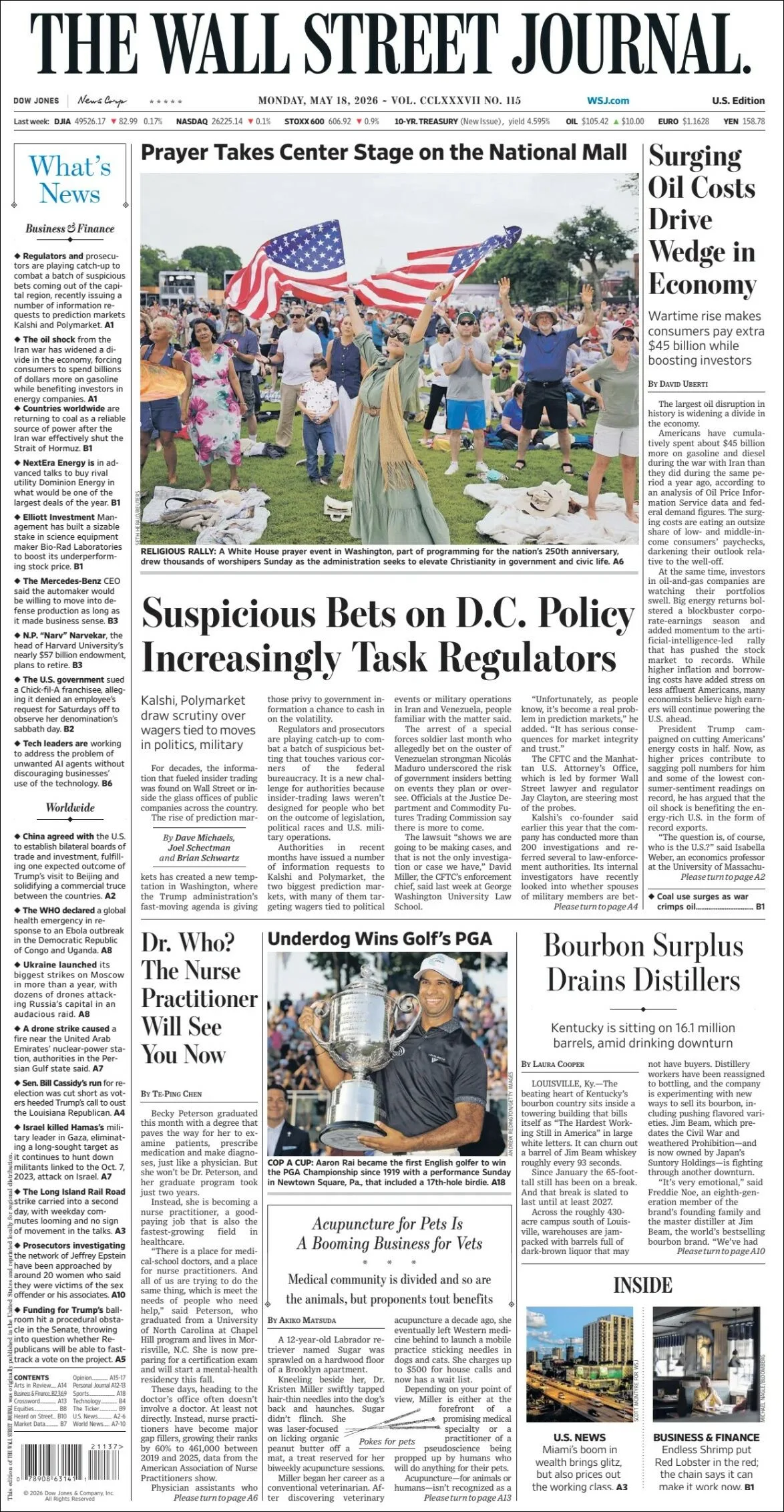 Portada de The Wall Street Journal