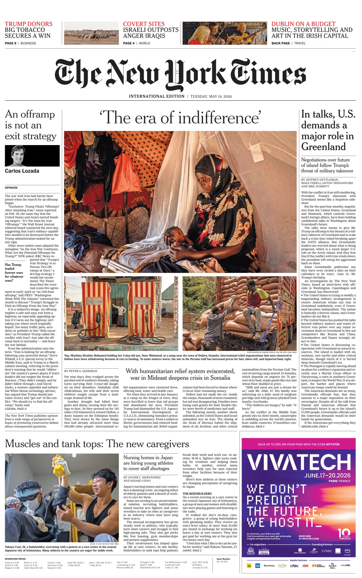 Portada de The New York Times (international) del martes, 19 de mayo de 2026