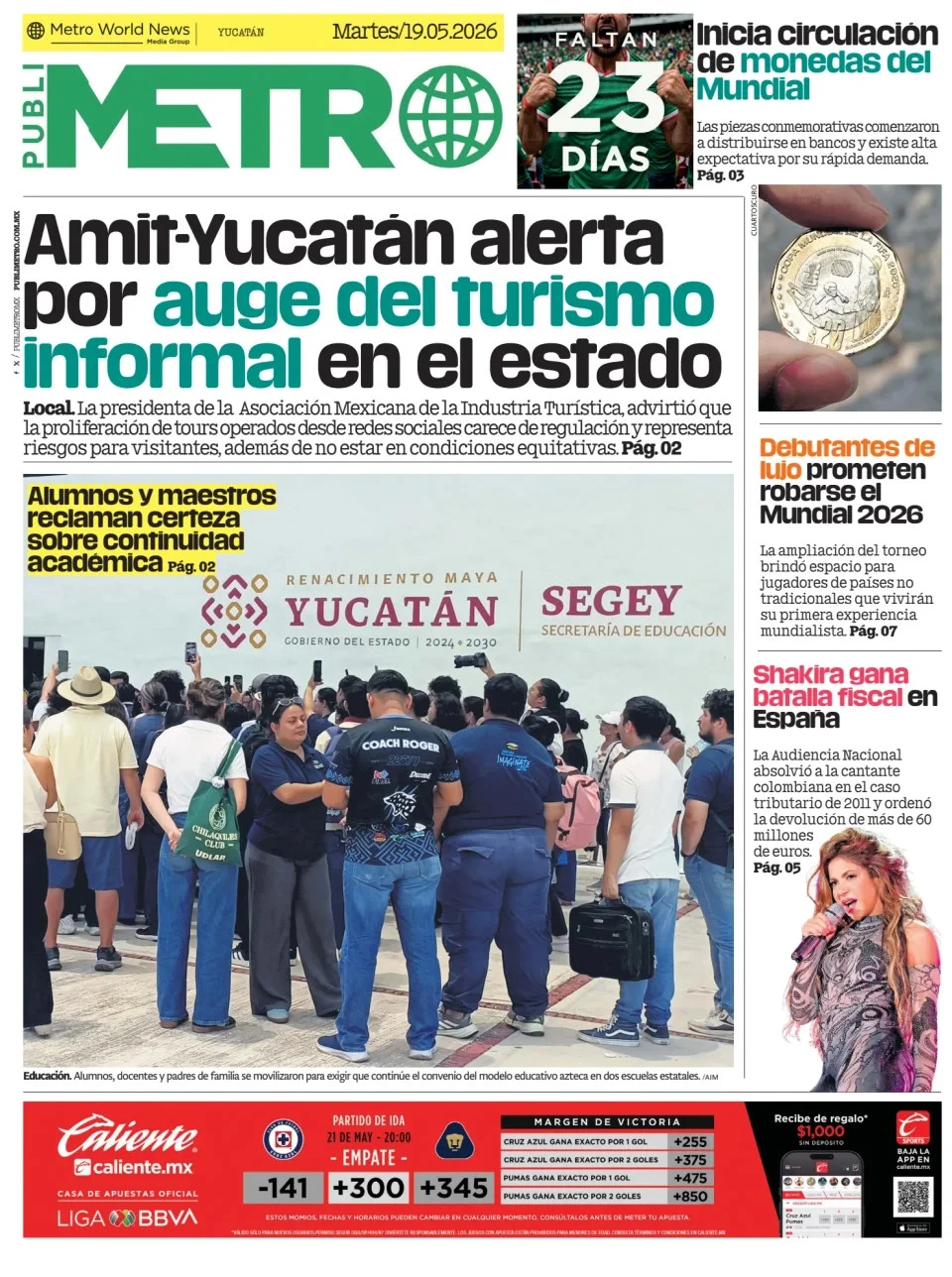 Portada de Publimetro Merida del martes, 19 de mayo de 2026