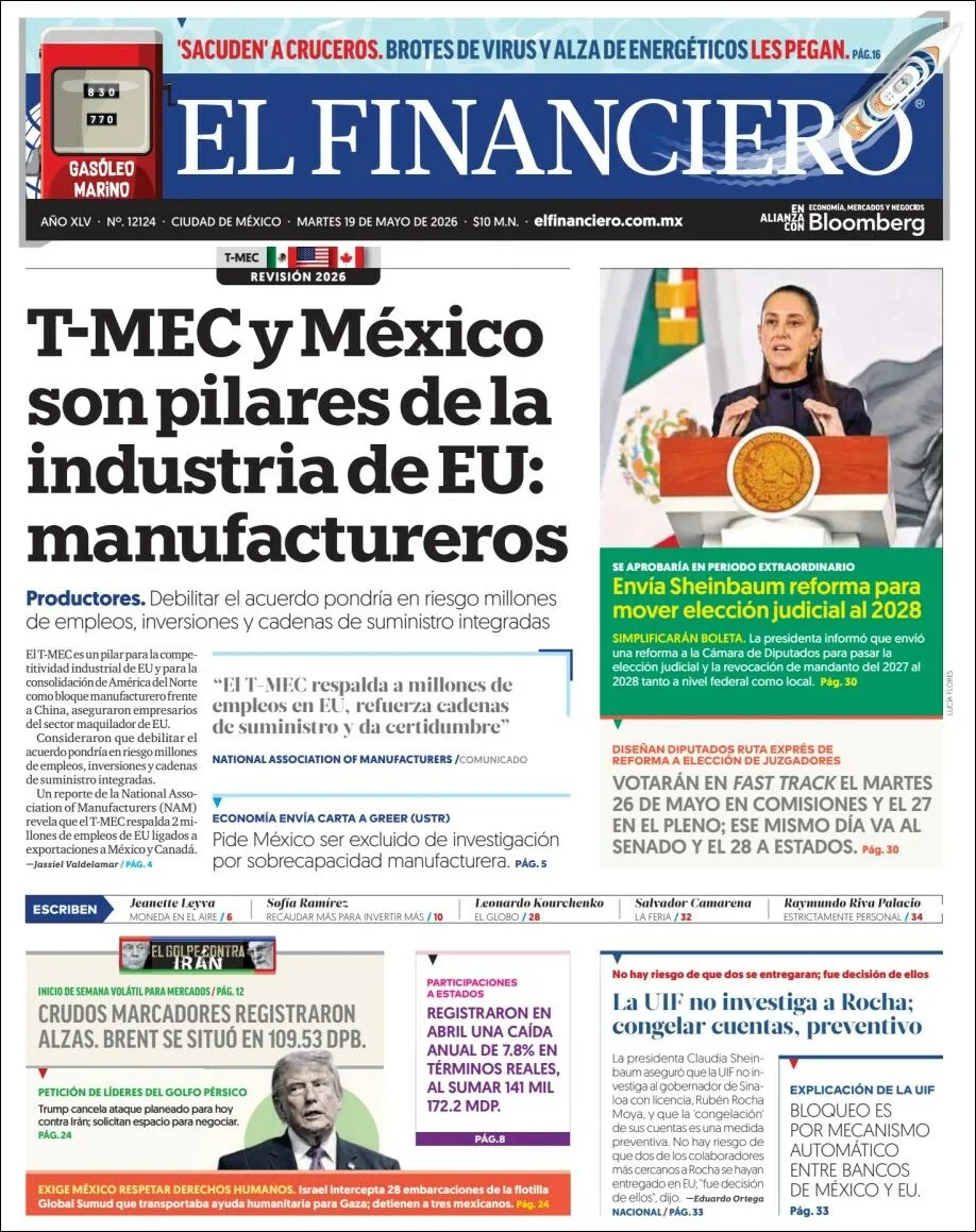 Portada de El Financiero del martes, 19 de mayo de 2026