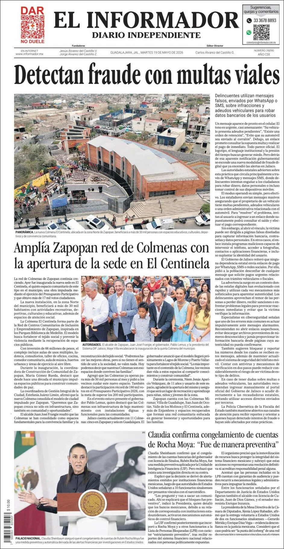 Portada de El Informador del martes, 19 de mayo de 2026