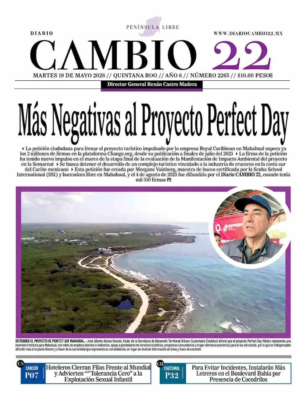 Portada de Diario Cambio 22 (portada) del martes, 19 de mayo de 2026