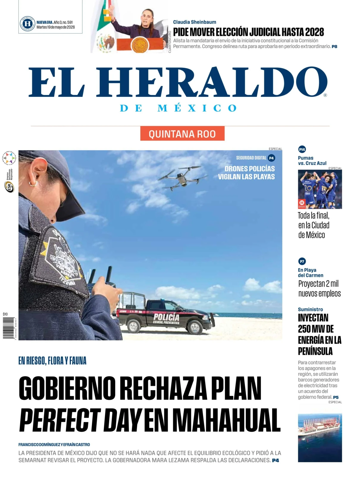Portada de El Heraldo de Mexico - Quintana Roo
