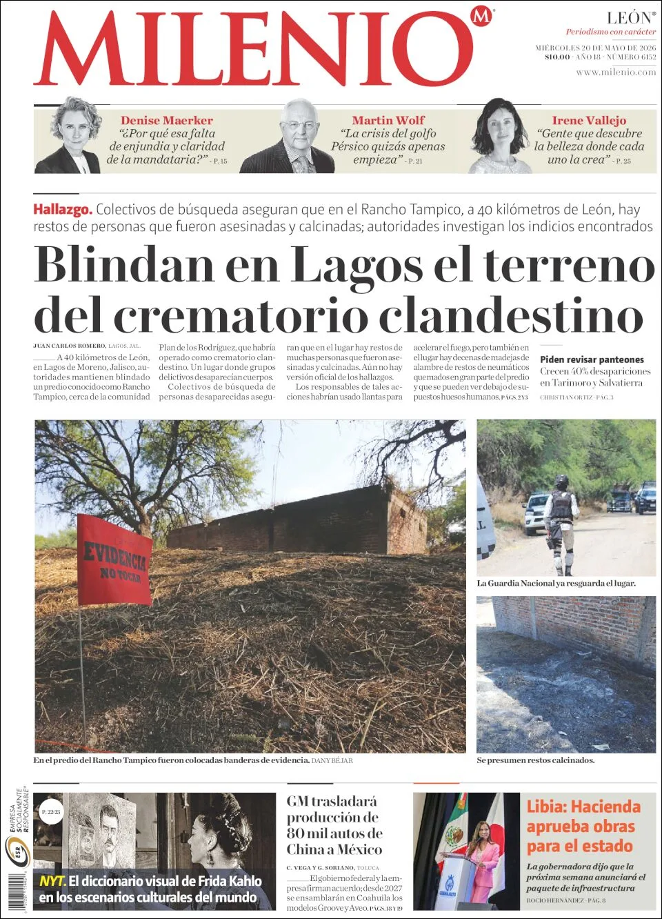 Portada de Milenio Leon del miércoles, 20 de mayo de 2026