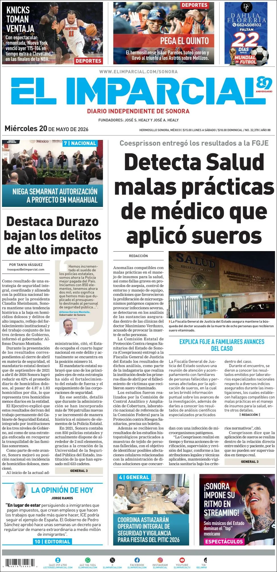 Portada de El Imparcial
