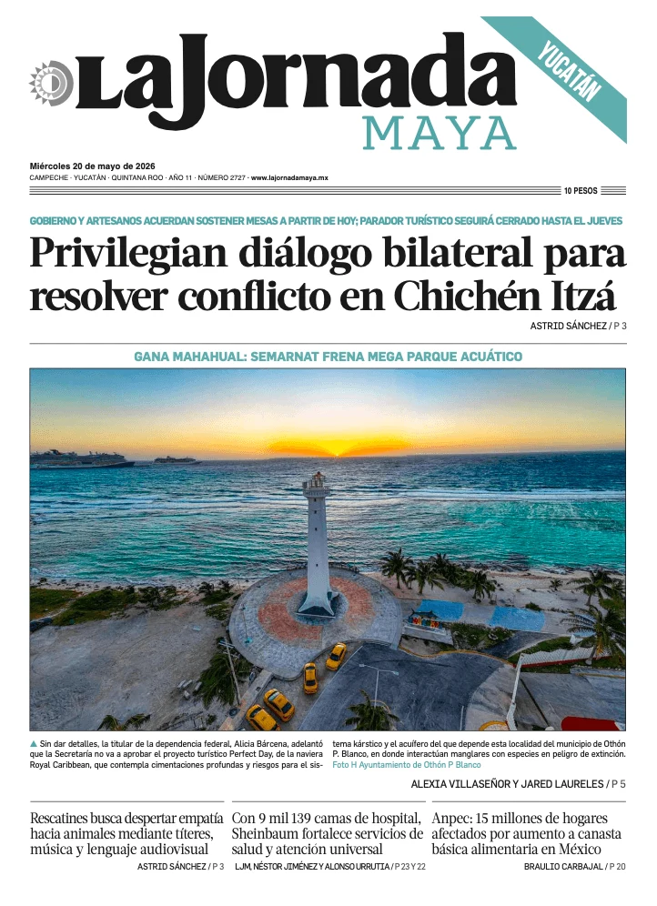 Portada de La Jornada Maya Yucatán del miércoles, 20 de mayo de 2026