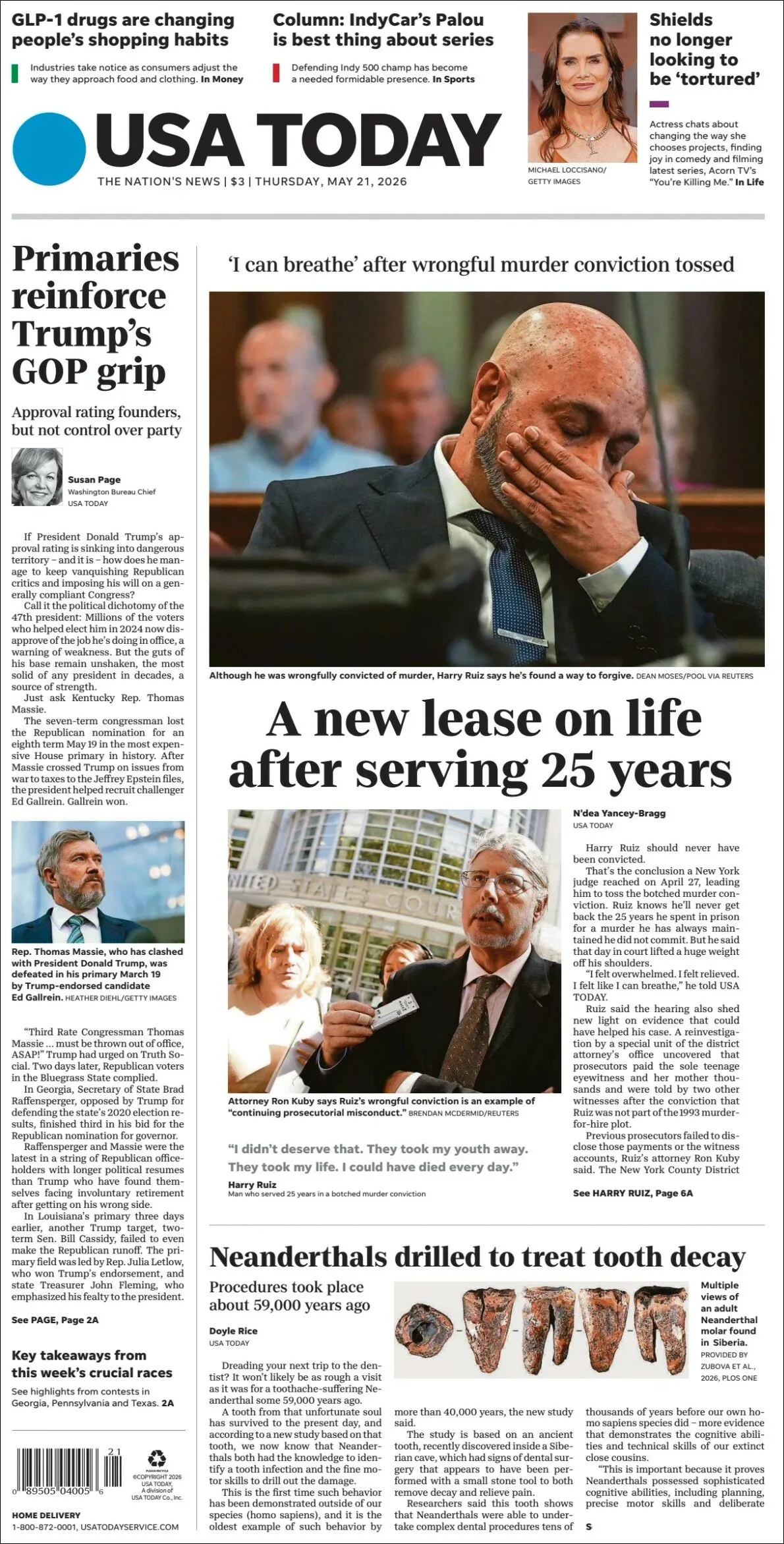 Portada de Usa Today