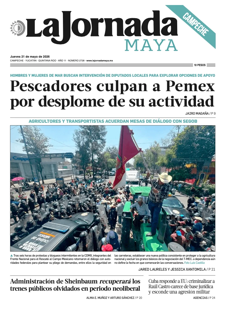 Portada de La Jornada Maya Campeche del jueves, 21 de mayo de 2026