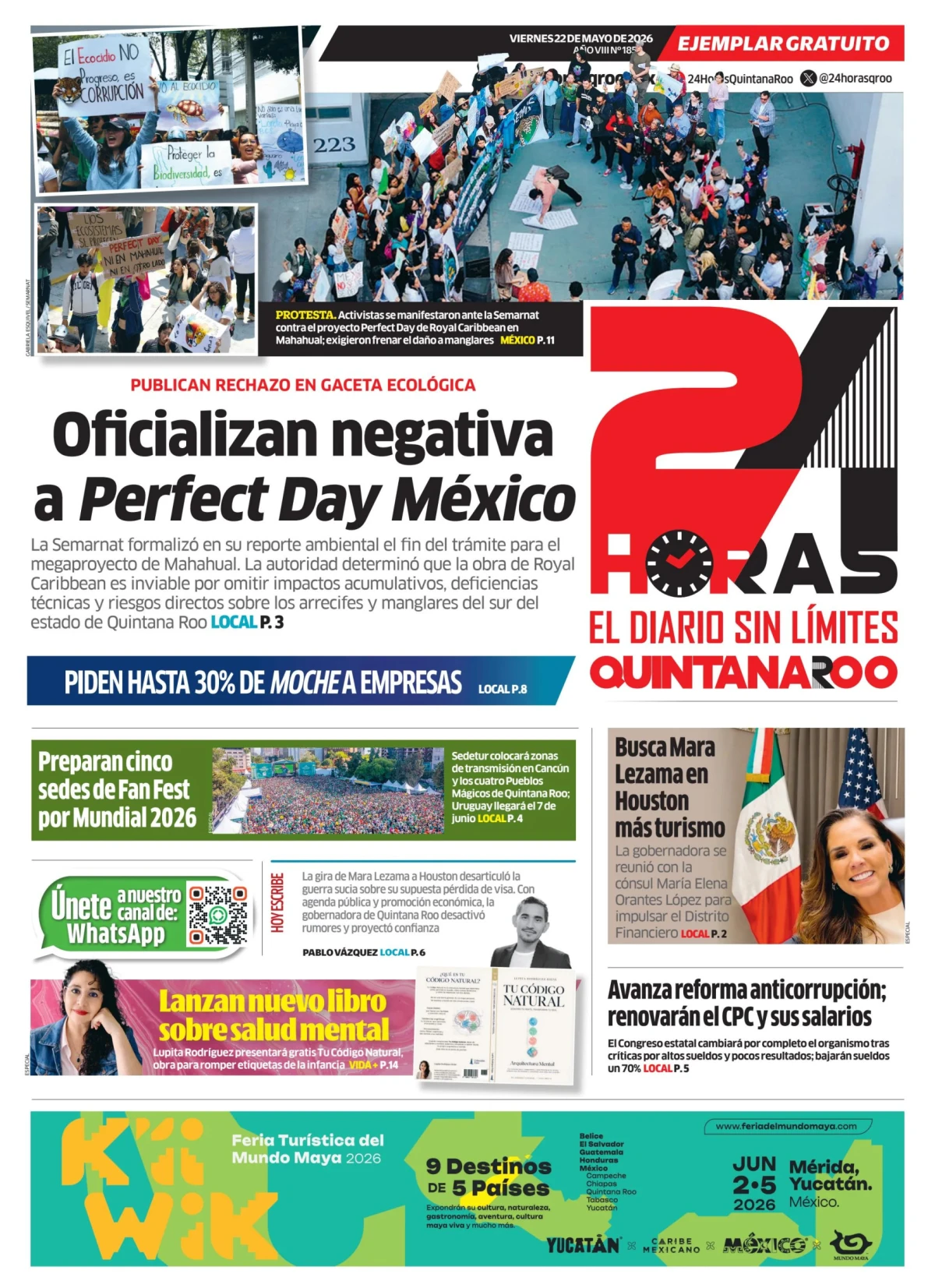 Portada de 24 Horas Quintana Roo