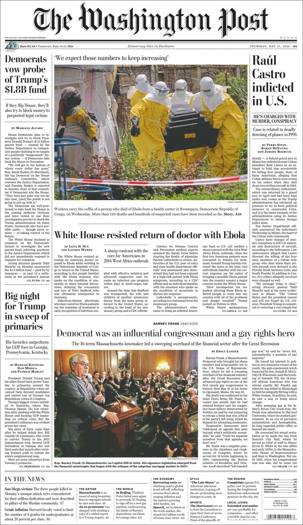Portada de The Washington Post