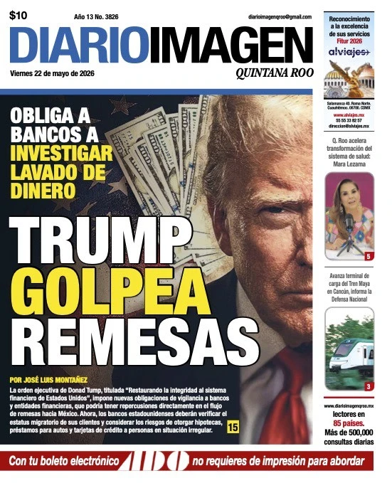 Portada de Diario Imagen Quintana Roo del viernes, 22 de mayo de 2026