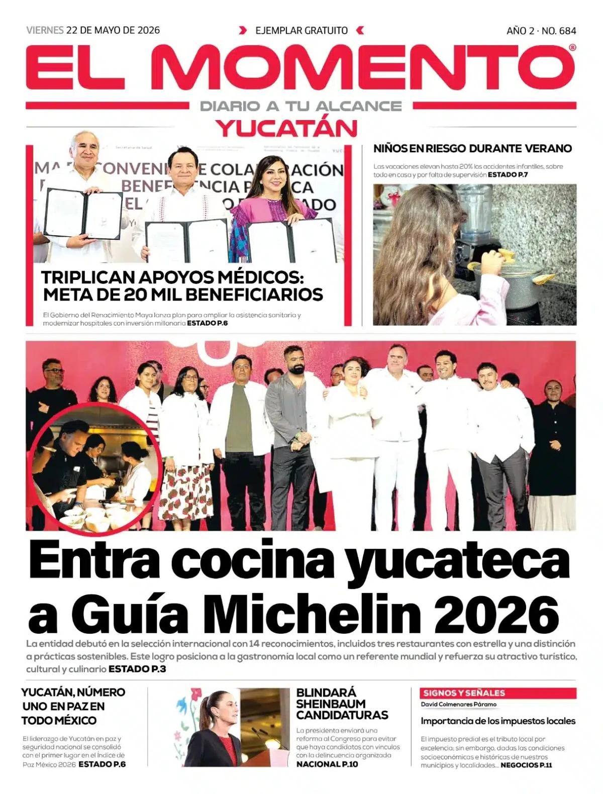 Portada de El Momento Yucatan del viernes, 22 de mayo de 2026