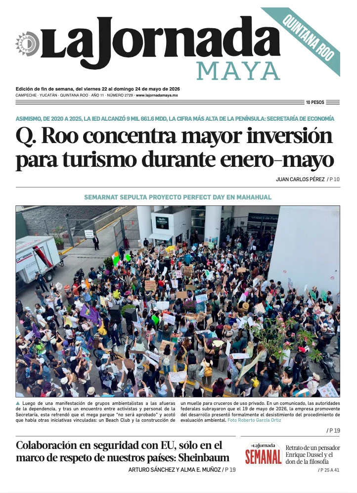 Portada de La Jornada Maya Quintana Roo del viernes, 22 de mayo de 2026