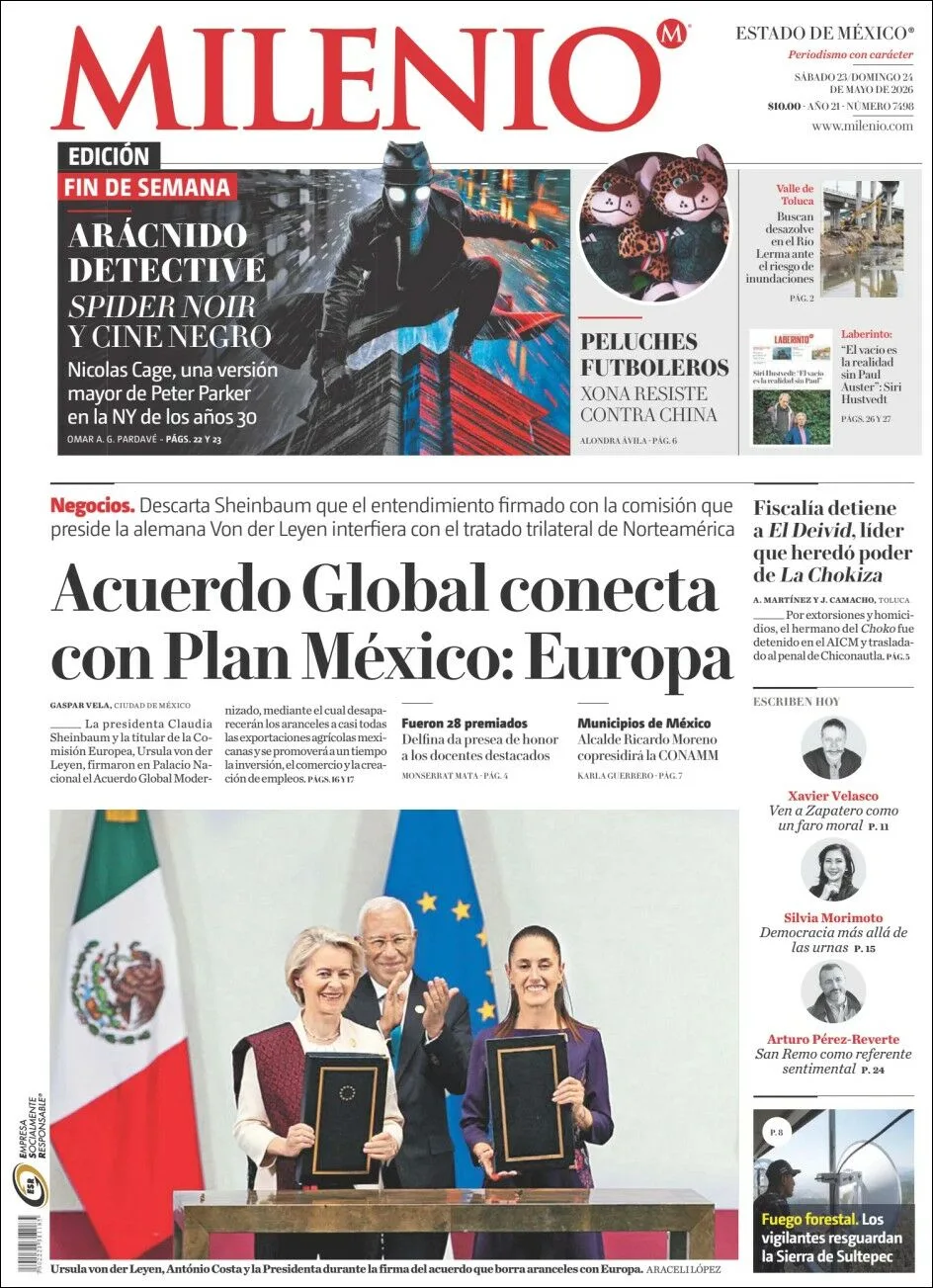 Portada de Milenio Edo de Mexico del sábado, 23 de mayo de 2026