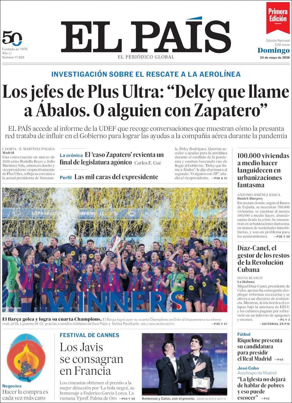 Portada de El Pais