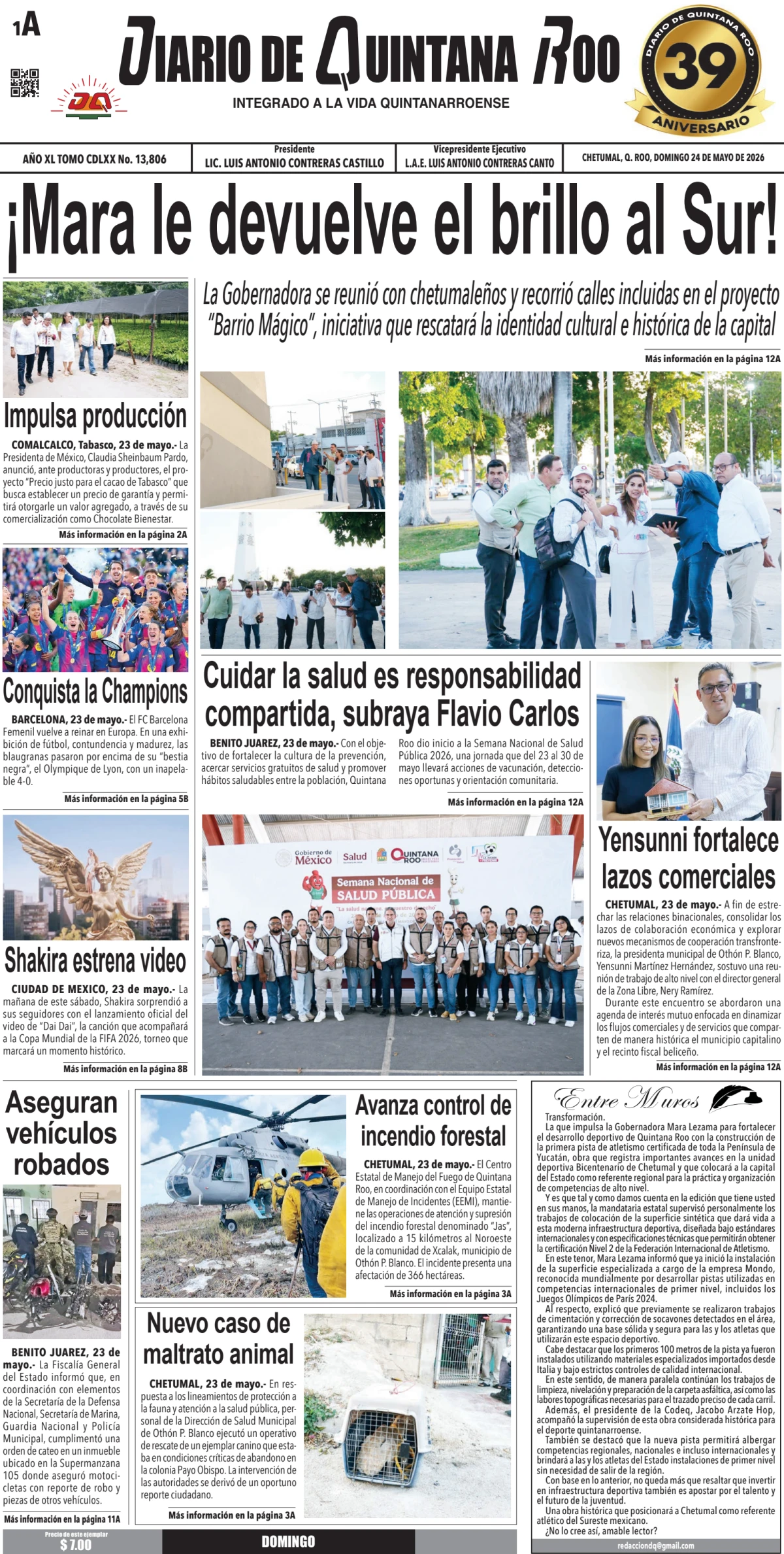 Portada de Diario de Quintana Roo (portada)