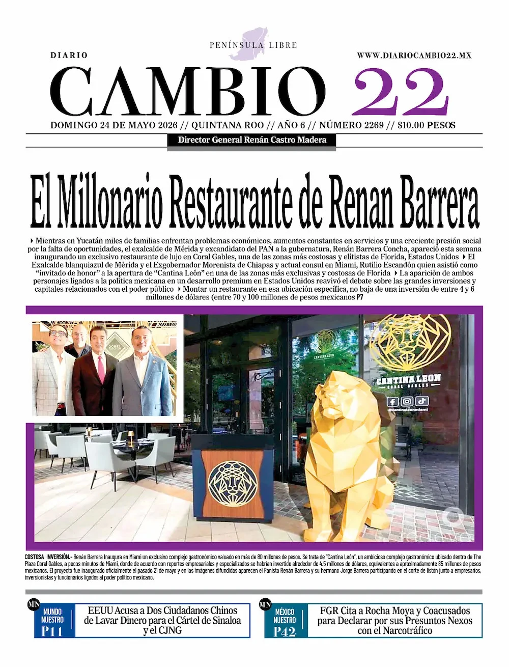 Portada de Diario Cambio 22 (contraportada)