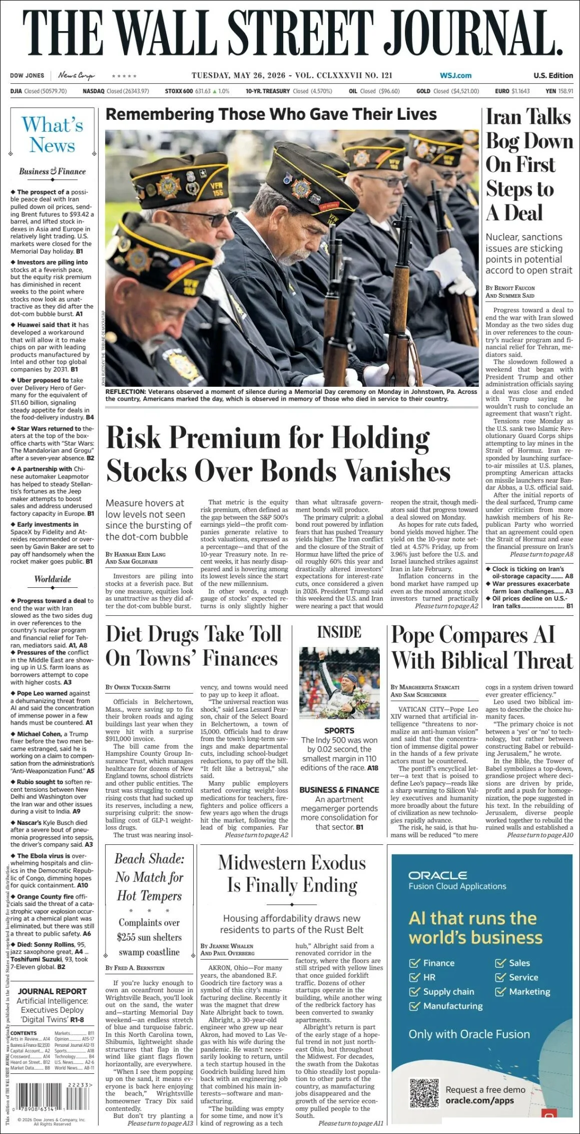 Portada de The Wall Street Journal
