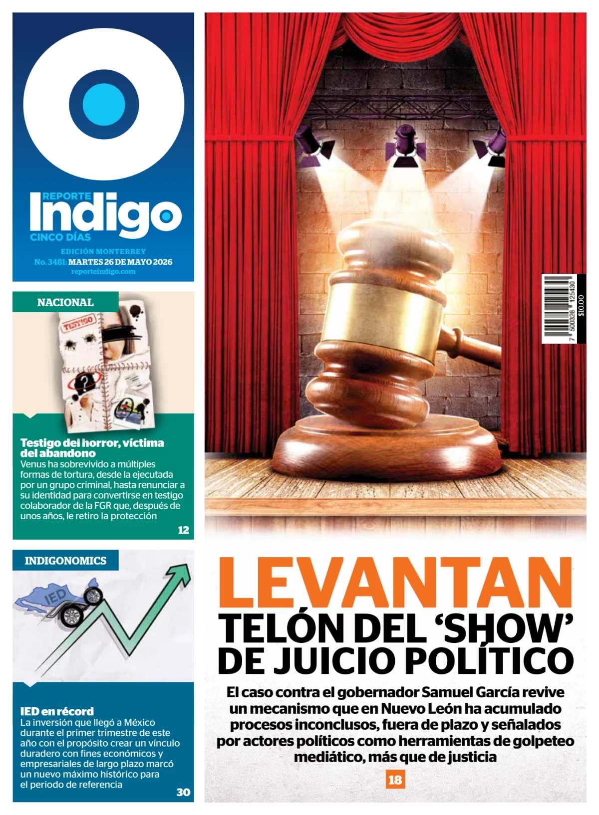 Portada de Reporte Indigo Monterrey del martes, 26 de mayo de 2026
