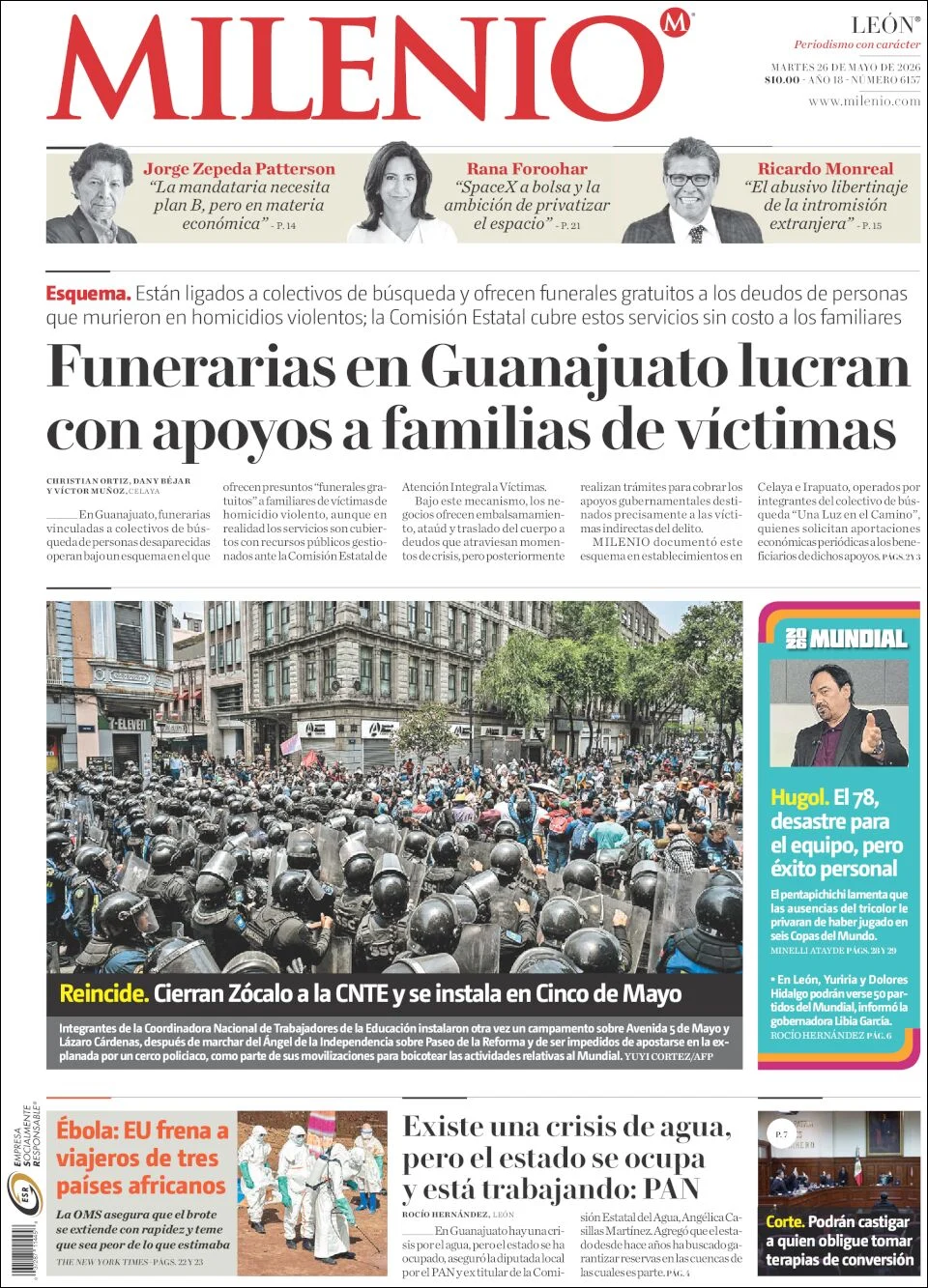 Portada de Milenio Leon del martes, 26 de mayo de 2026