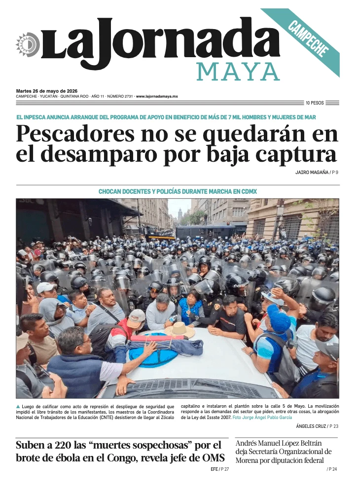 Portada de La Jornada Maya Campeche del martes, 26 de mayo de 2026