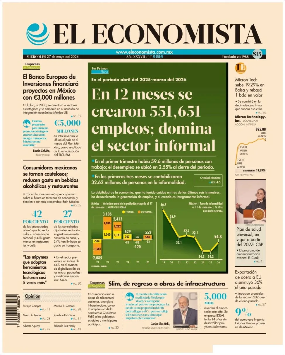 Portada de El Economista del 2026-05-27