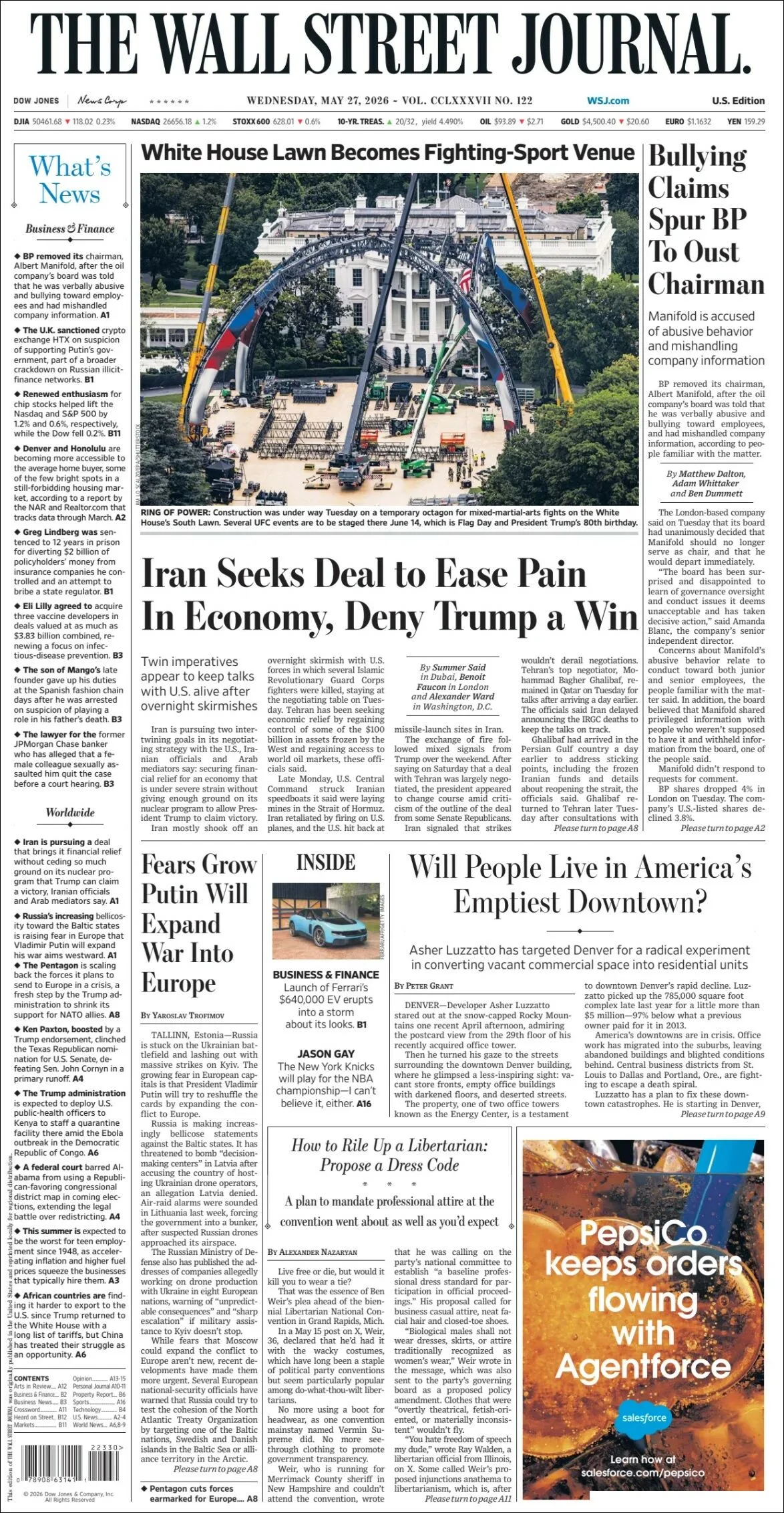 Portada de The Wall Street Journal
