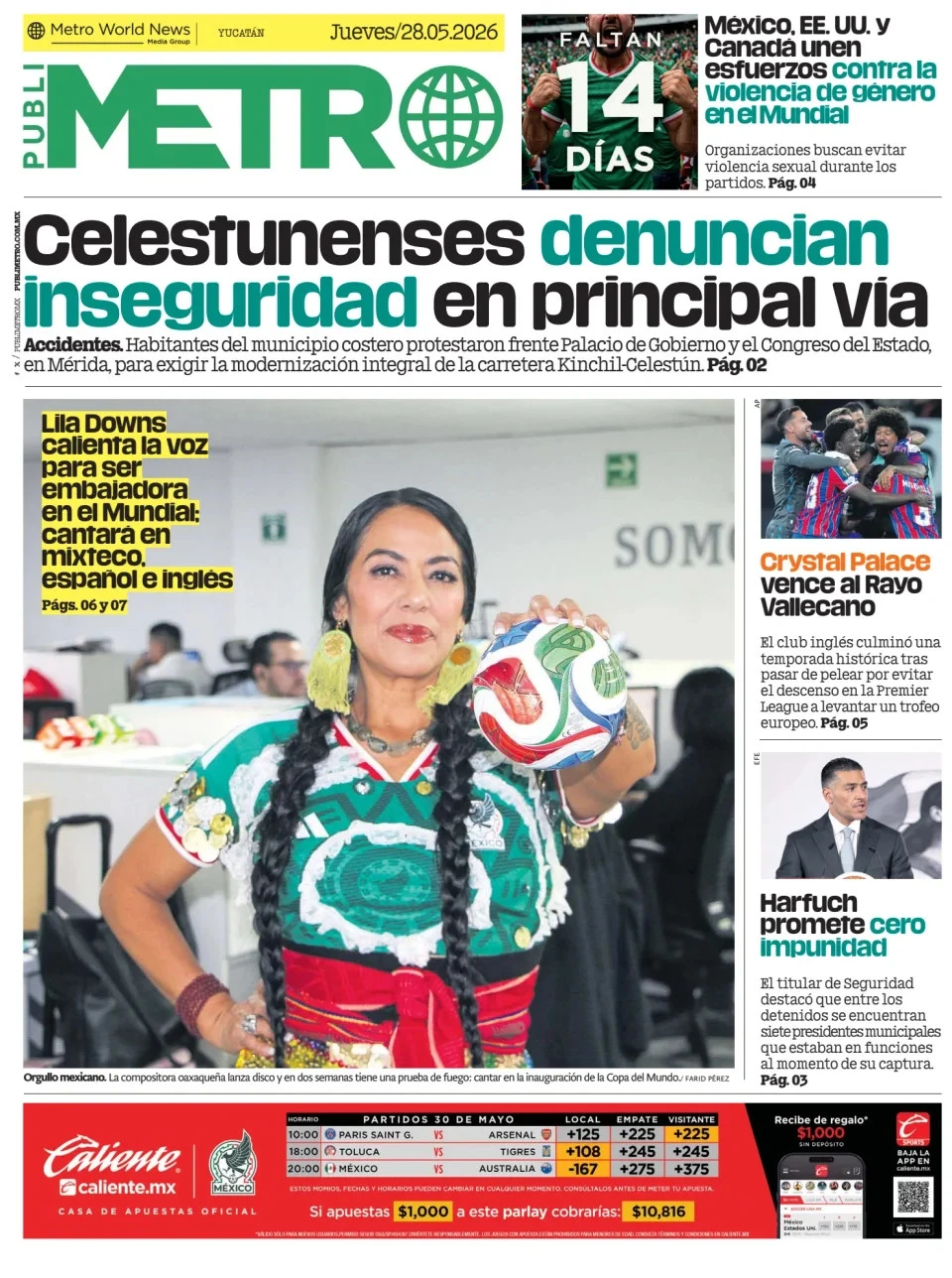 Portada de Publimetro Merida del jueves, 28 de mayo de 2026