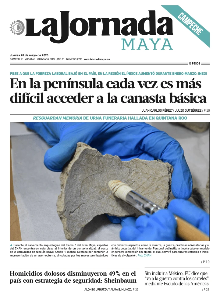 Portada de La Jornada Maya Campeche del jueves, 28 de mayo de 2026