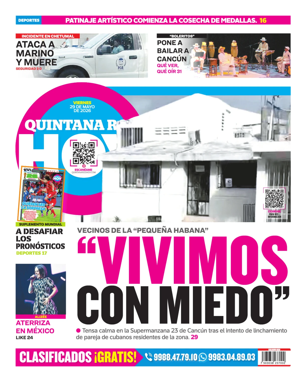 Portada de Quintana Roo Hoy (contraportada)